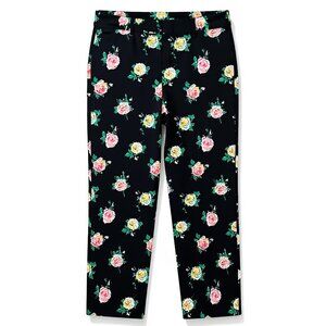 Boden Black Floral Wide Leg Cropped Ankle Pants Casual Size 18